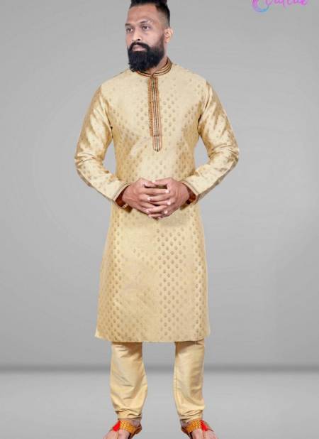 Cream Colour Designer Party And Function Wear Traditional Jacquard Silk Kurta Churidar Pajama Redymade Collection 18008